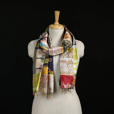 Bengal Kantha Handwork Patchwork Reversible Silk Stole 106