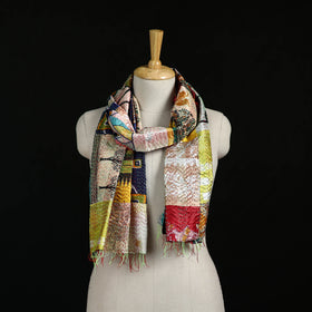 Bengal Kantha Handwork Patchwork Reversible Silk Stole 106