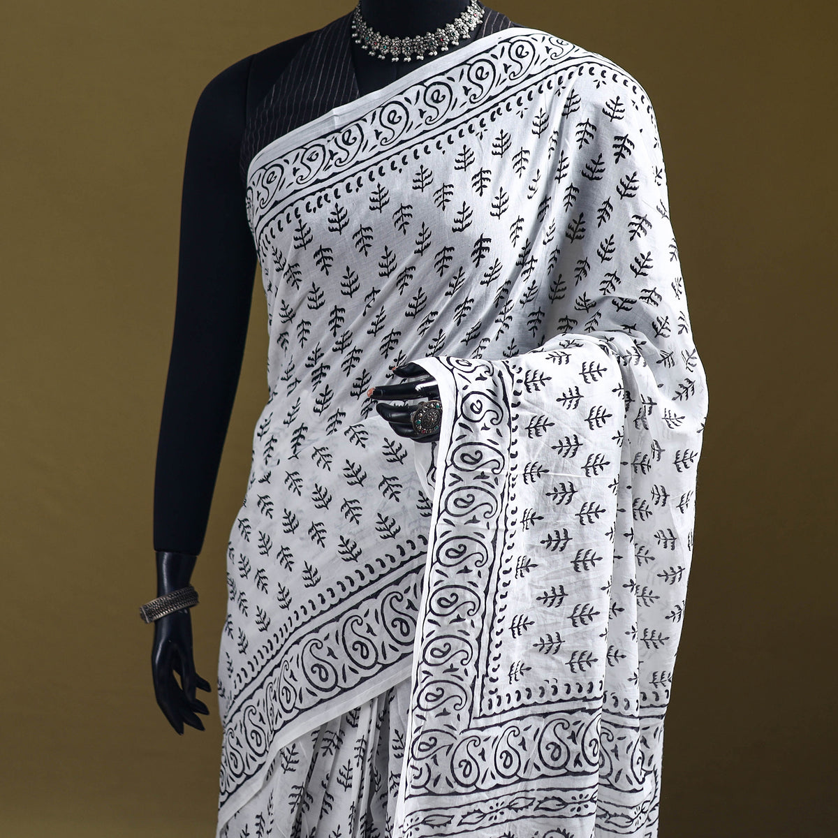 Sanganeri Hand Block Print Pure Mul Cotton Ready To Wear Saree  23
