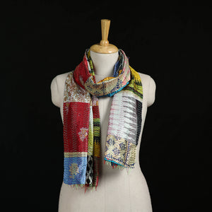 Bengal Kantha Handwork Patchwork Reversible Silk Stole 107
