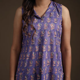 Sanganeri Floral Hand Block Print Cotton Flared Dress for Women 18