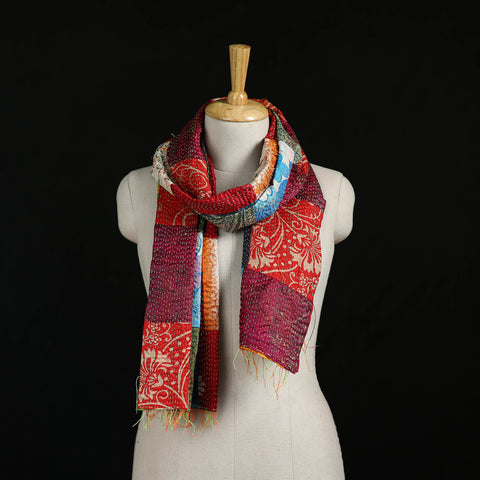 Bengal Kantha Handwork Patchwork Reversible Silk Stole 108
