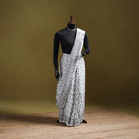 Sanganeri Hand Block Print Pure Mul Cotton Ready To Wear Saree  23