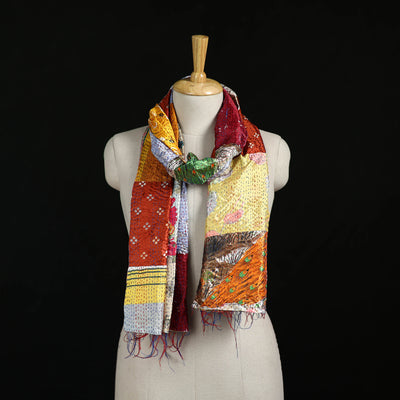Bengal Kantha Handwork Patchwork Reversible Silk Stole 110