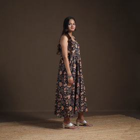 Sanganeri Floral Hand Block Print Cotton Flared Long Dress for Women 12