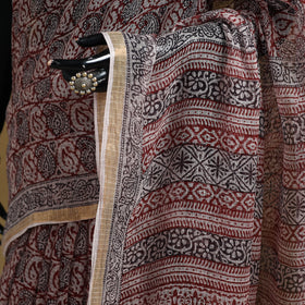 Bagh Hand Block Print Natural Dyed Kota Doria Cotton Saree 41