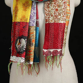 Bengal Kantha Handwork Patchwork Reversible Silk Stole 111