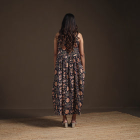 Sanganeri Floral Hand Block Print Cotton Flared Long Dress for Women 12