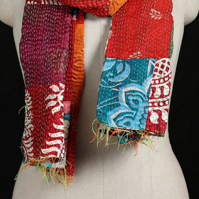 Bengal Kantha Handwork Patchwork Reversible Silk Stole 115