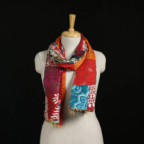 Bengal Kantha Handwork Patchwork Reversible Silk Stole 115