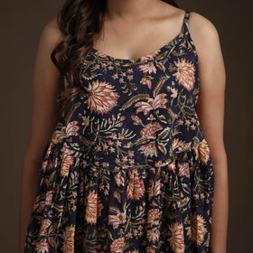Sanganeri Floral Hand Block Print Cotton Flared Long Dress for Women 12