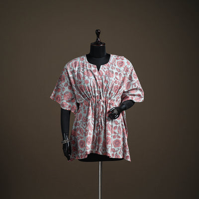 Sanganeri hand block print cotton short kaftan 119