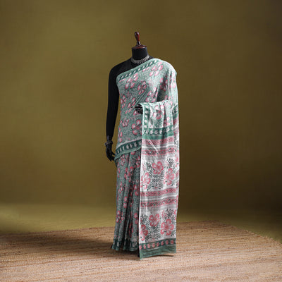 Sanganeri Hand Block Print Pure Mul Cotton Ready To Wear Saree  20