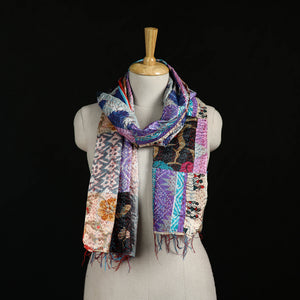 Bengal Kantha Handwork Patchwork Reversible Silk Stole 113