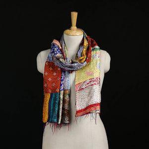 Bengal Kantha Handwork Patchwork Reversible Silk Stole 114