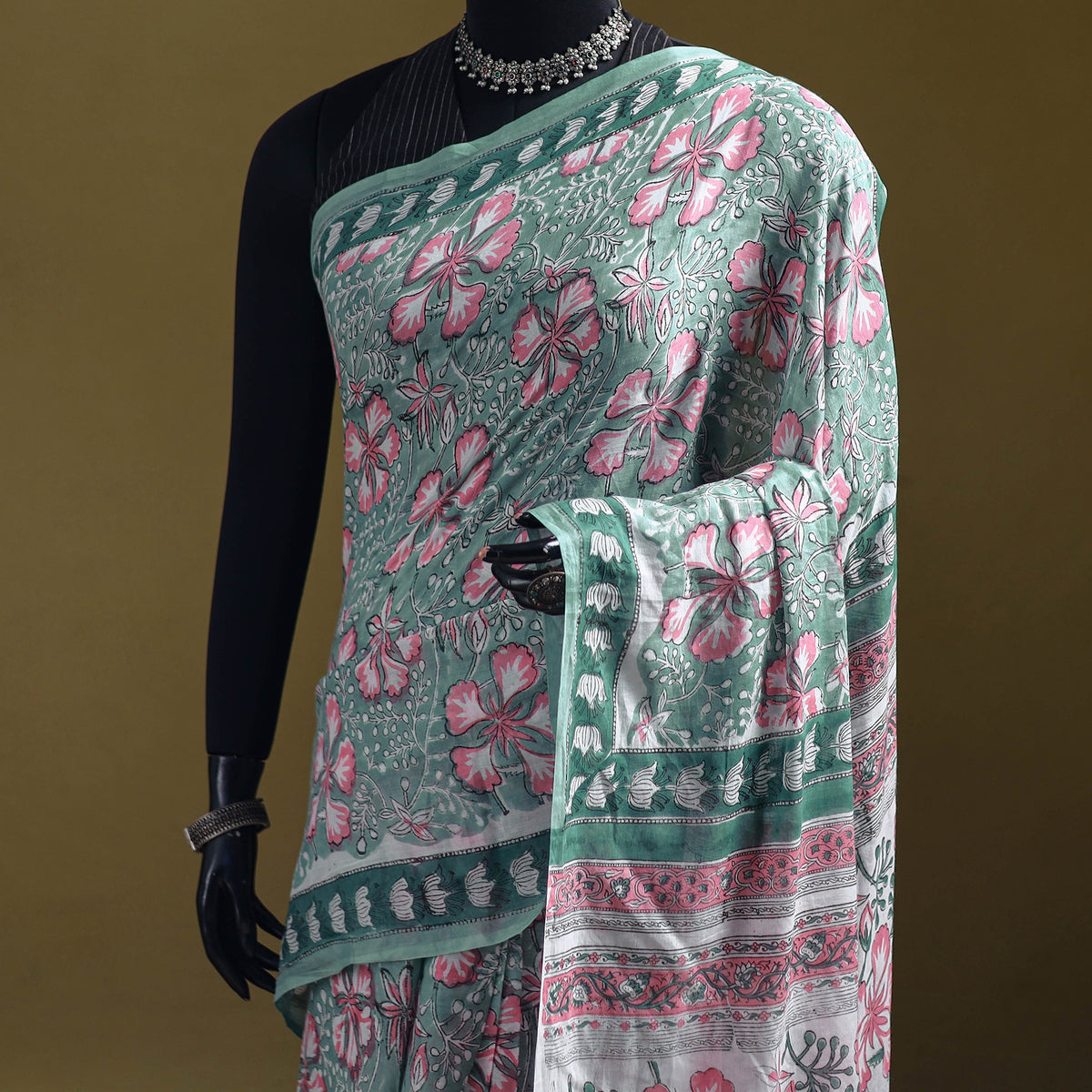 Sanganeri Hand Block Print Pure Mul Cotton Ready To Wear Saree  20
