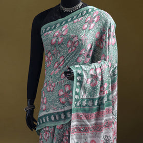 Sanganeri Hand Block Print Pure Mul Cotton Ready To Wear Saree  20