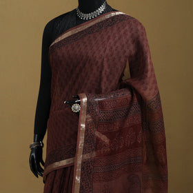 Bagh Hand Block Print Natural Dyed Kota Doria Cotton Saree 42