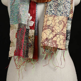 Bengal Kantha Handwork Patchwork Reversible Silk Stole 116