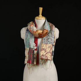 Bengal Kantha Handwork Patchwork Reversible Silk Stole 116