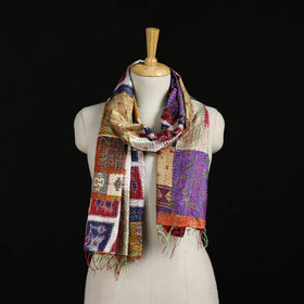 Bengal Kantha Handwork Patchwork Reversible Silk Stole 117