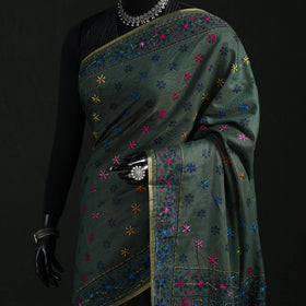 Bengal Kantha Hand Embroidery Silk Cotton Chapa Work Saree 46