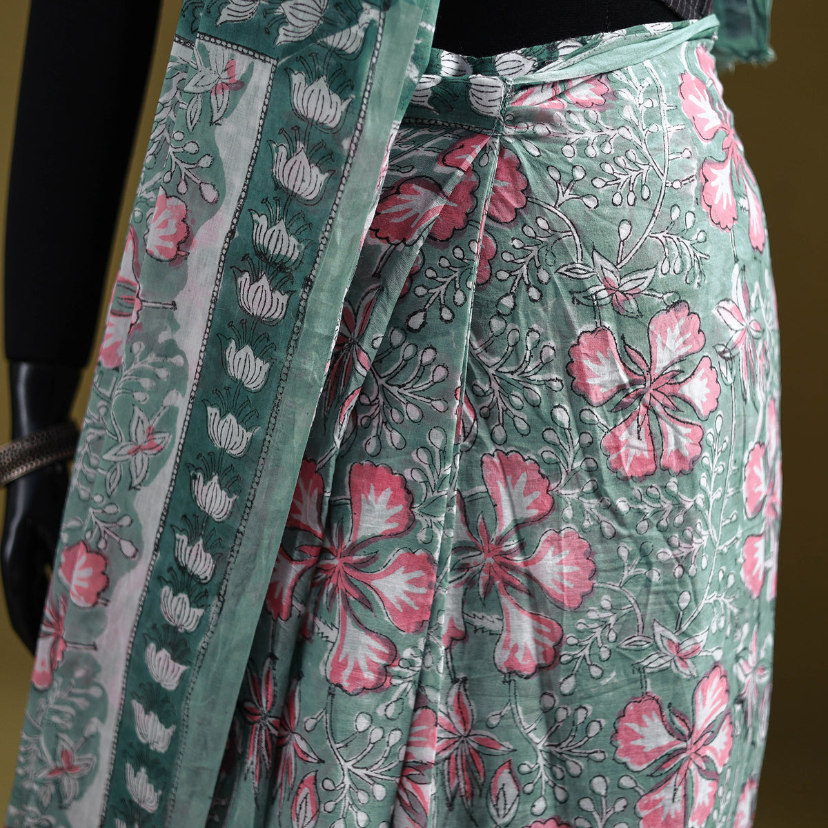Sanganeri Hand Block Print Pure Mul Cotton Ready To Wear Saree  20
