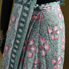 Sanganeri Hand Block Print Pure Mul Cotton Ready To Wear Saree  20
