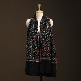 Black - sozni heavy hand embroidery work kashmiri merino