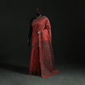 Maroon - Bengal Kantha Hand Embroidery Silk Cotton Chapa Work Saree 47