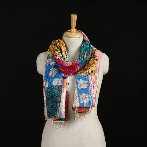 Bengal Kantha Handwork Patchwork Reversible Silk Stole 120