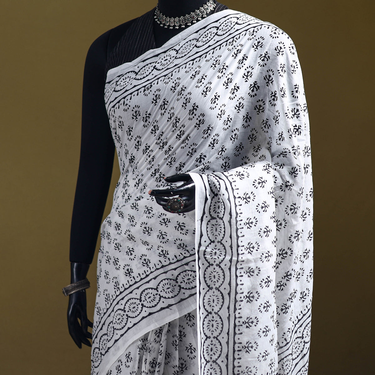 Sanganeri Hand Block Print Pure Mul Cotton Ready To Wear Saree  21