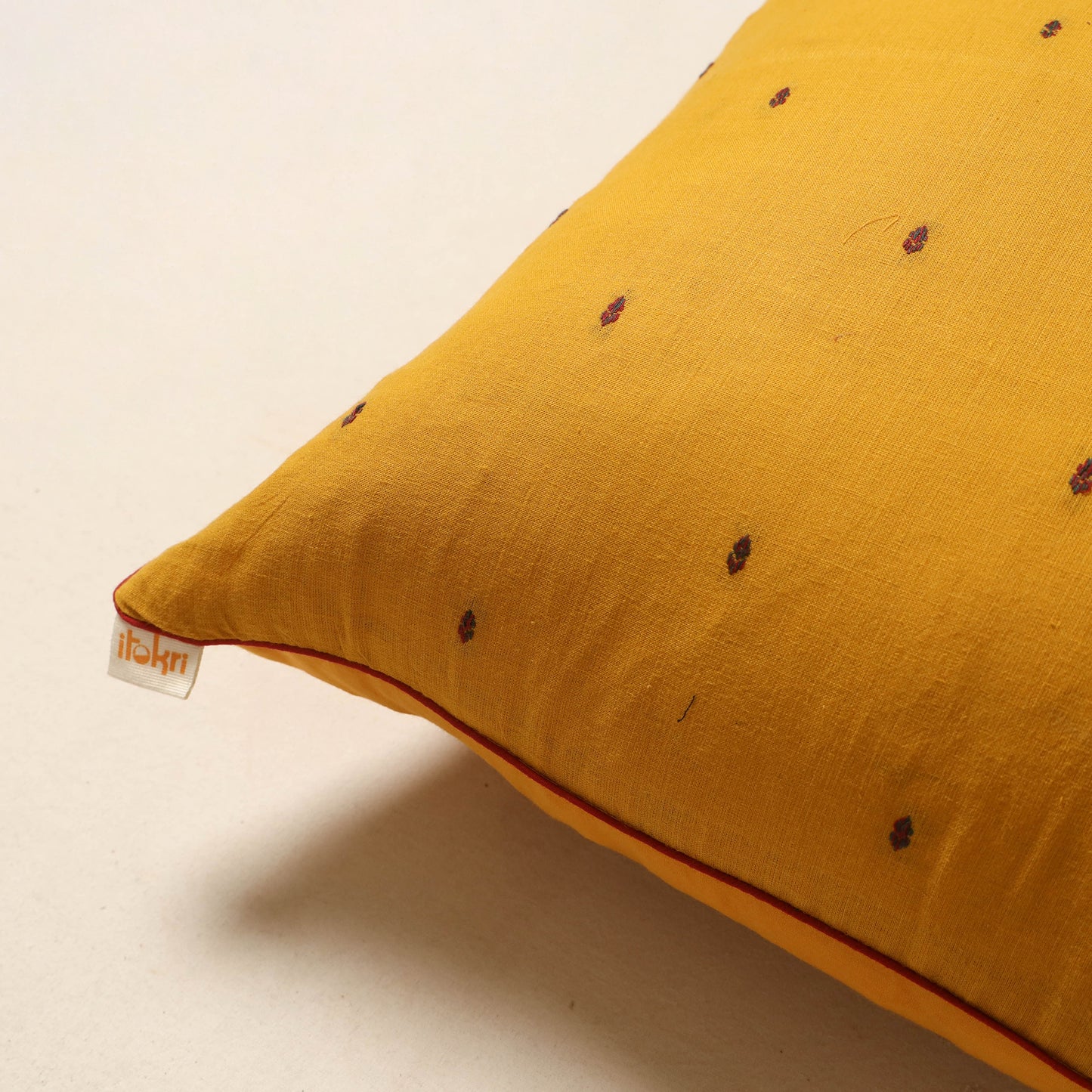 Yellow - jacquard weave cotton cushion cover 65
