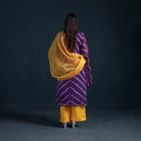 Shibori Tie-Dye Kota Doria Cotton Suit Set with Dupatta for Women 25