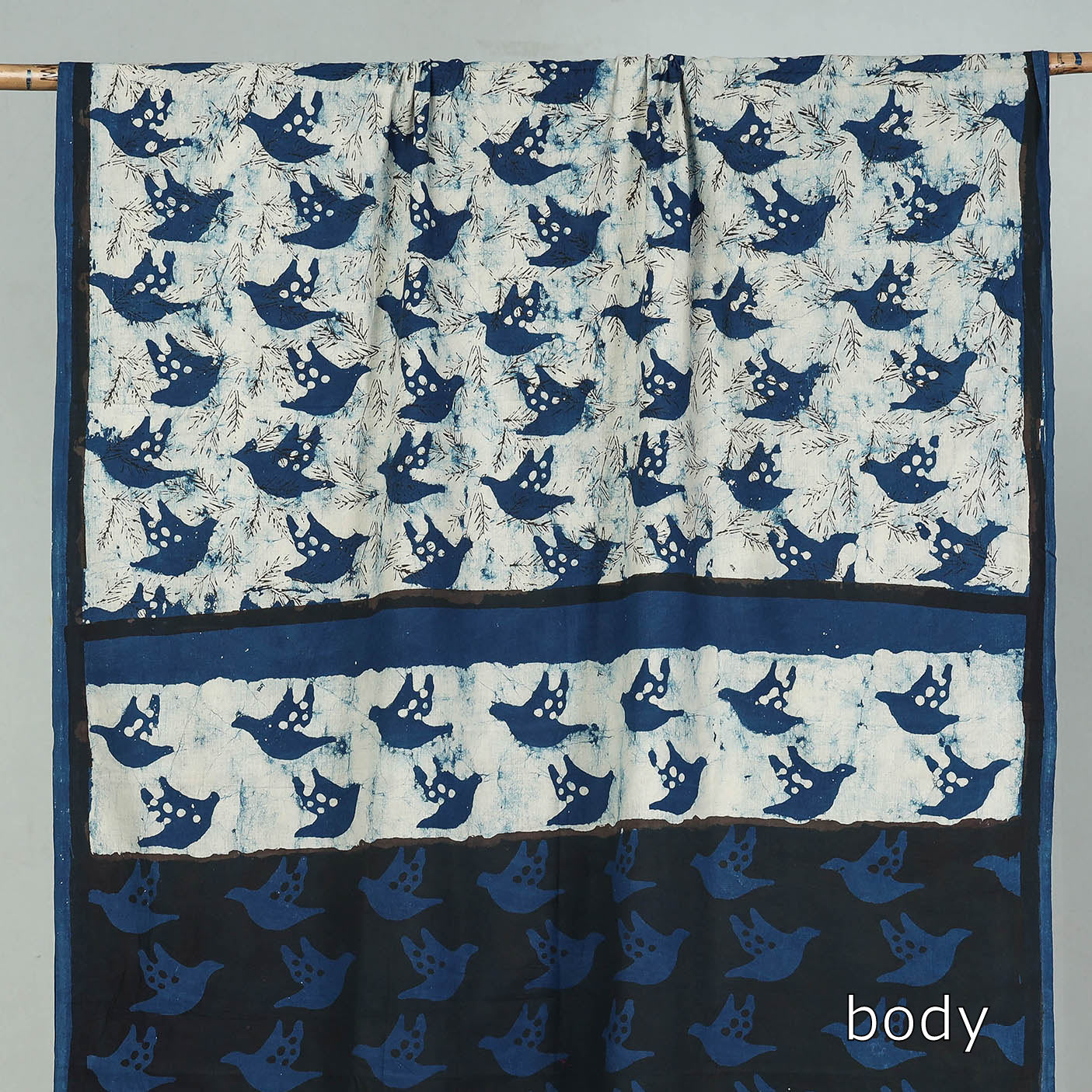 Blue - Bindaas Art Block Printed Natural Dyed Cotton Saree