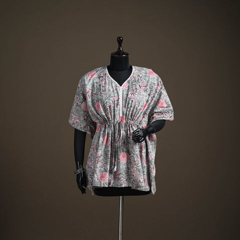 Sanganeri hand block print cotton short kaftan 122
