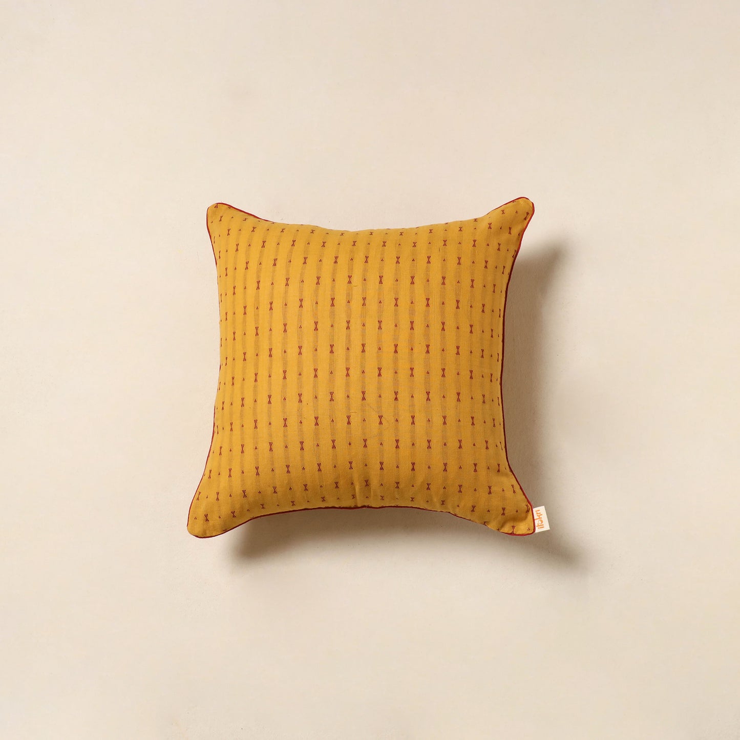 Yellow - jacquard weave cotton cushion cover 66