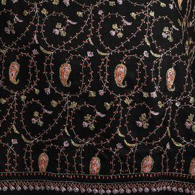 Black - sozni heavy hand embroidery work kashmiri merino
