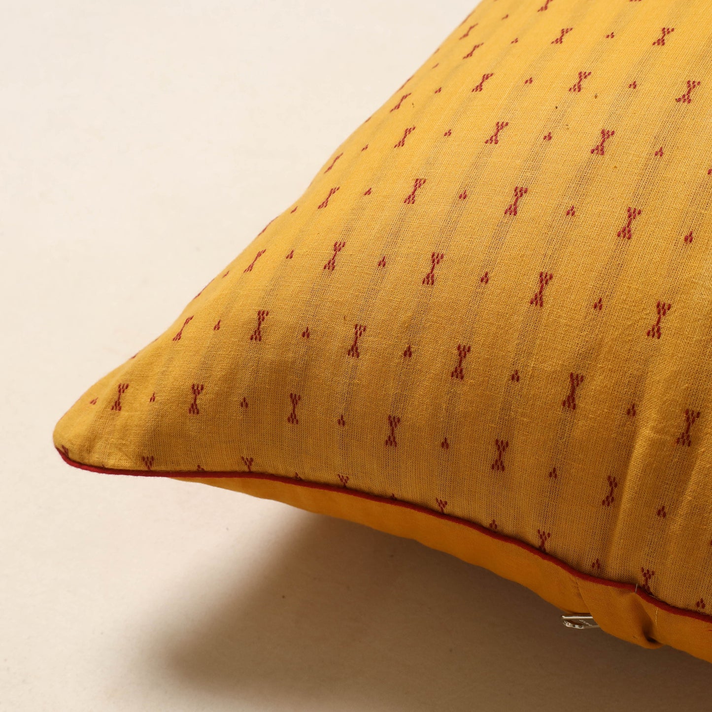 Yellow - jacquard weave cotton cushion cover 66