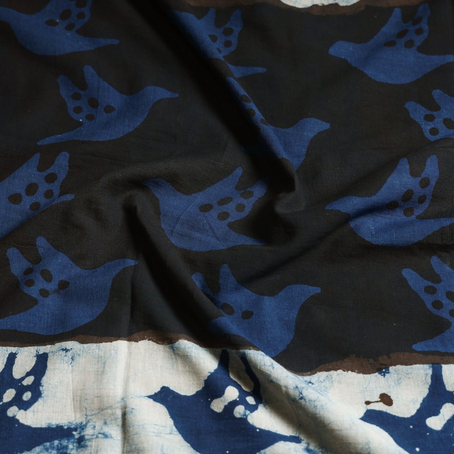 Blue - Bindaas Art Block Printed Natural Dyed Cotton Saree