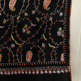 Black - sozni heavy hand embroidery work kashmiri merino