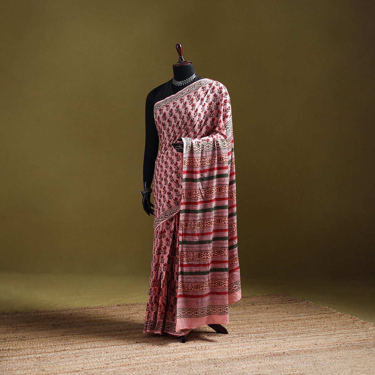 Sanganeri Hand Block Print Pure Mul Cotton Ready To Wear Saree  22