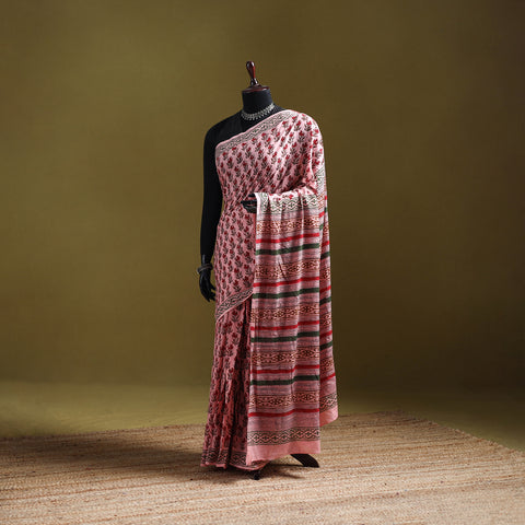 Sanganeri Hand Block Print Pure Mul Cotton Ready To Wear Saree  22