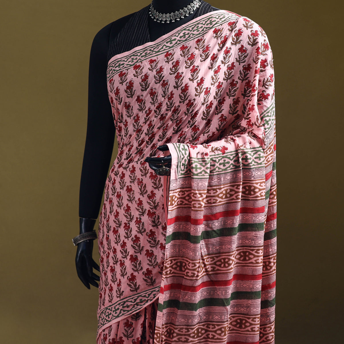 Sanganeri Hand Block Print Pure Mul Cotton Ready To Wear Saree  22