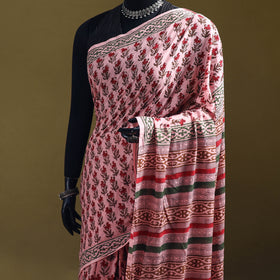 Sanganeri Hand Block Print Pure Mul Cotton Ready To Wear Saree  22