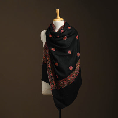 Black - sozni heavy hand embroidery work kashmiri merino
