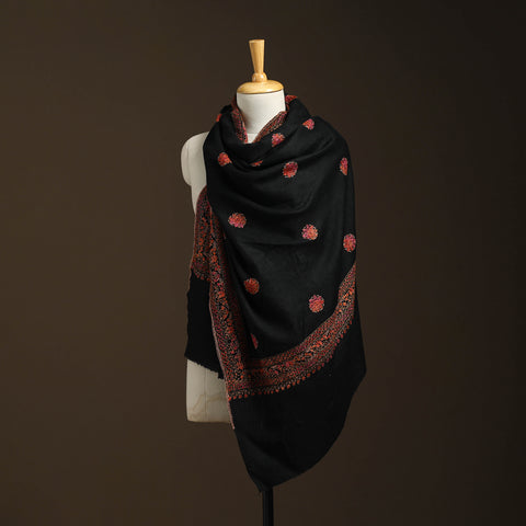 Black - sozni heavy hand embroidery work kashmiri merino
