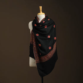 Black - sozni heavy hand embroidery work kashmiri merino