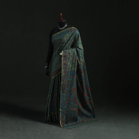 Bengal Kantha Hand Embroidery Silk Cotton Chapa Work Saree 49