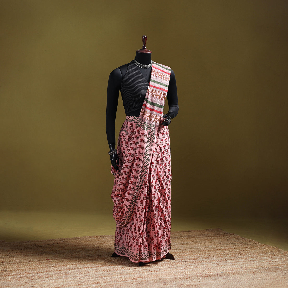 Sanganeri Hand Block Print Pure Mul Cotton Ready To Wear Saree  22